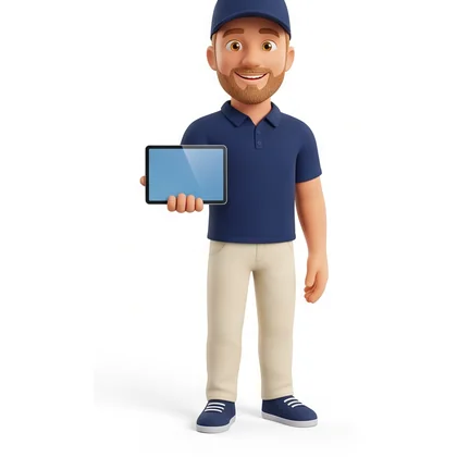 Sam presenting a written quotation on a tablet